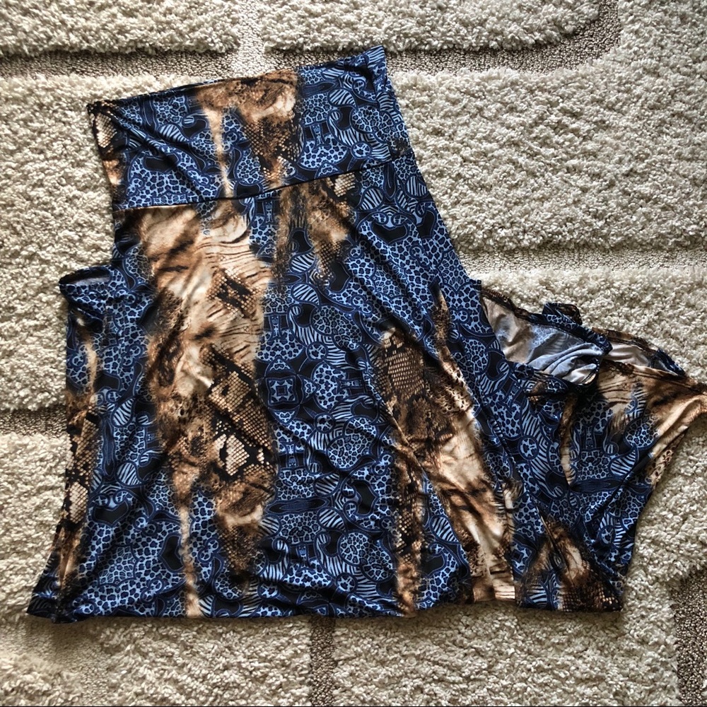 Lularoe Maxi Skirt Blue and Snakeskin Print